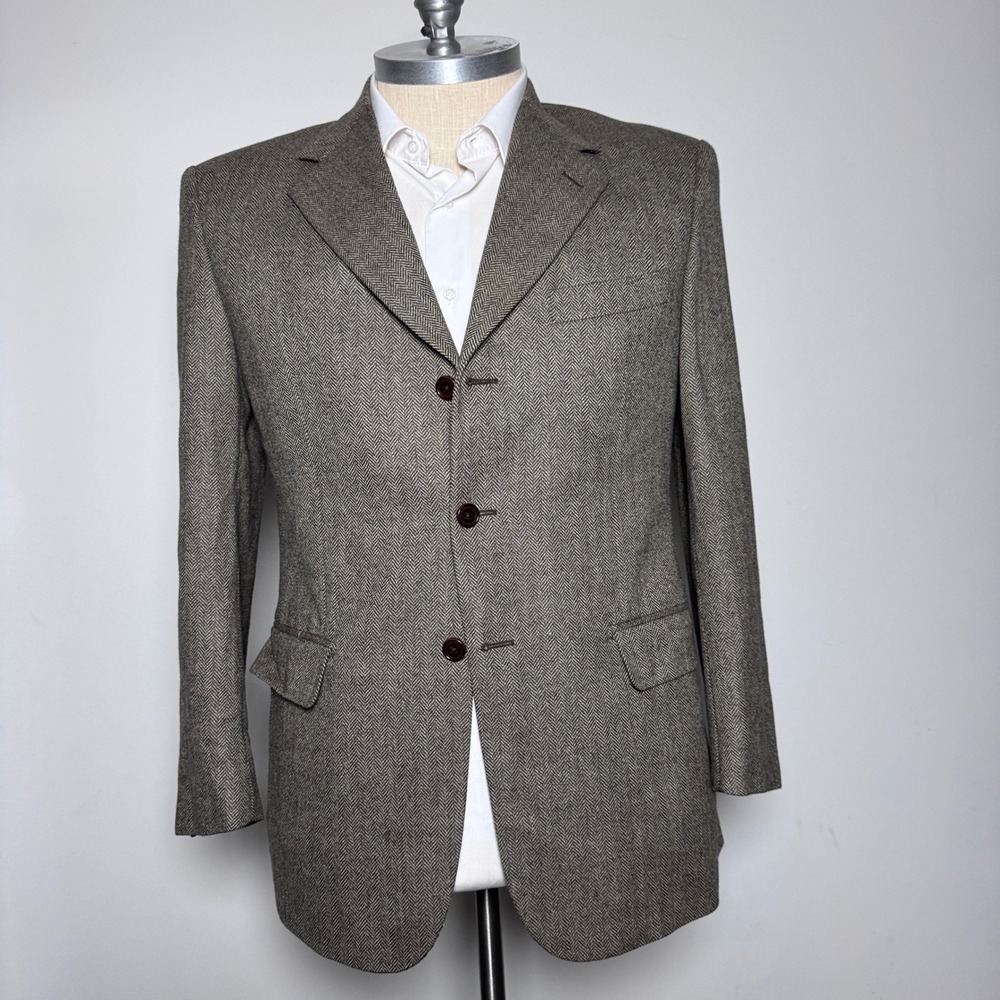 MARIO CALDI Wool Cashmere Ing Loro Piana‎ Blazer Mens 52 (42R) Italy Herringbone